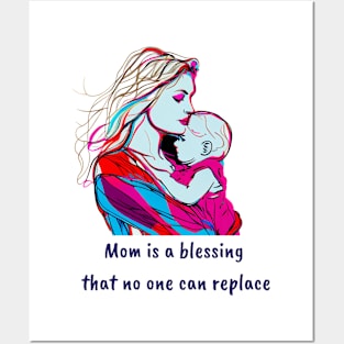 Mom with a child in her arms Posters and Art